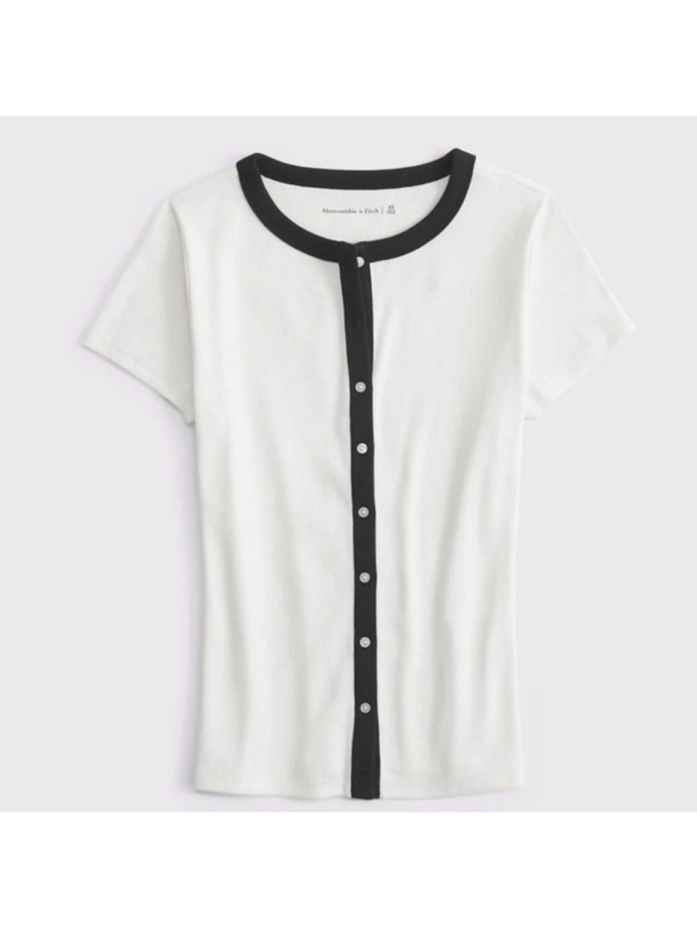 Abercrombie & Fitch Short-Sleeve Button Front Top with Black Trim